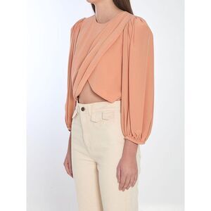 CHLOE Gathered Draped Long Sleeve Top Women PINK T-Shirts & Tops